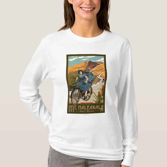 Cykeln för Mt. Haleakala rider Hawaii T-shirt (Framsida)