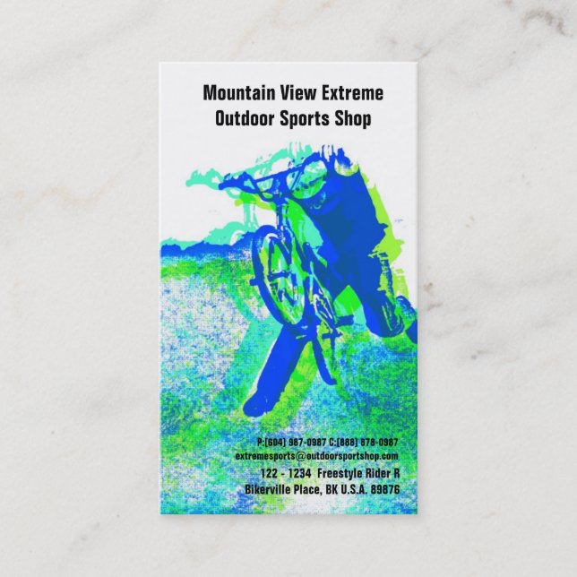 Cykeln shoppar eller det utomhus- sportlagret visitkort (Framsida)