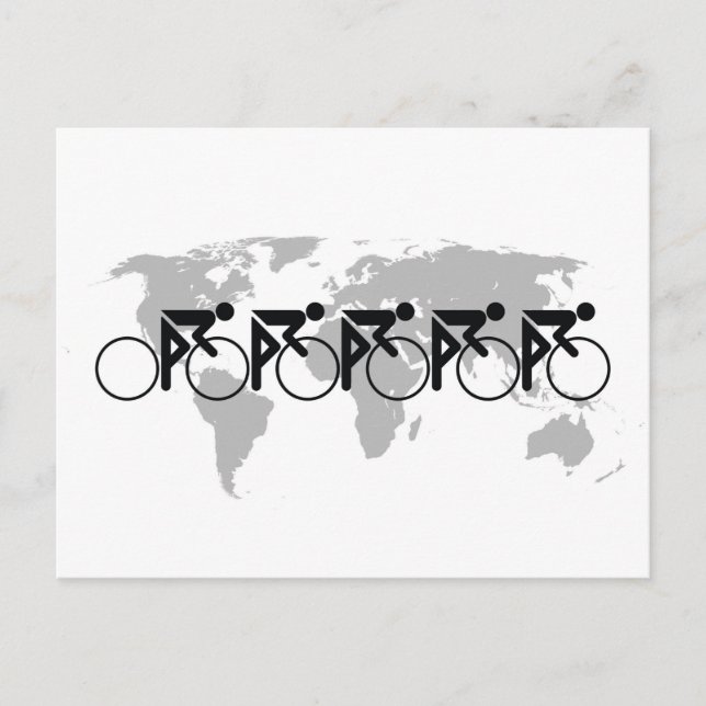 Cykeln Tävling nr 3 svart på vitt Helg Vykort (Framsida)