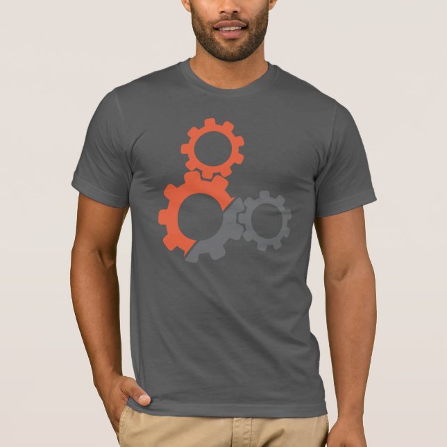 Cykeln utrustar, orangen & gråttdesignen t-shirt (Framsida)
