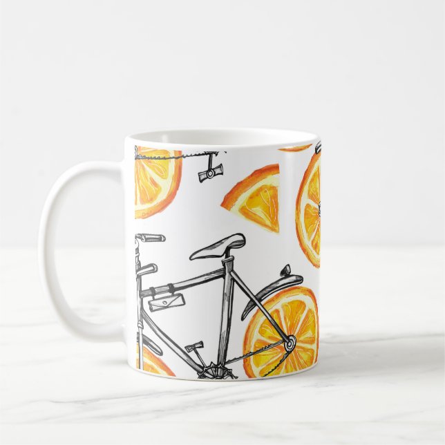 Cykeloranger: Vattenfärg sommar mönster Kaffemugg (Vänster)