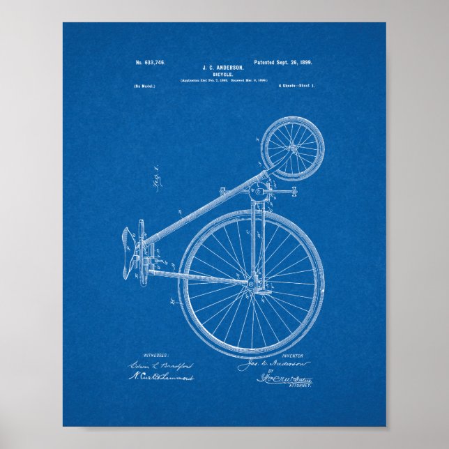 Cykelpatent - Blåkopia Poster (Framsidan)