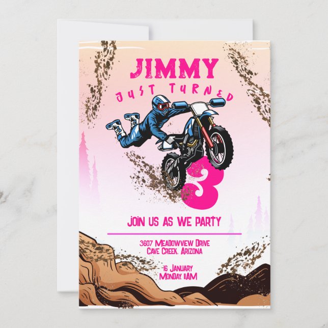 Cykelpojke Smuts Stunt Cykel Födelsedagsfest Kort (Framsida)