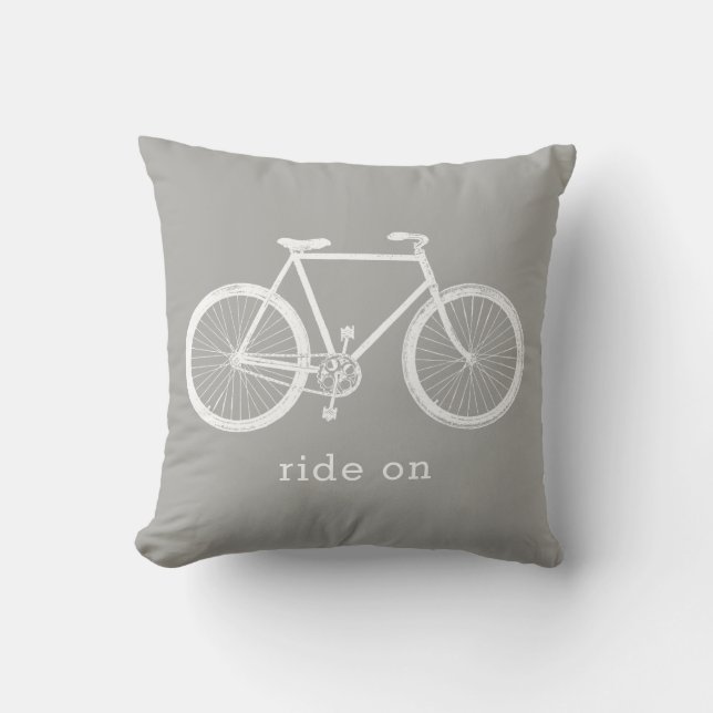 Cykelpresent, cykling, vit cykel, anpassad text kudde (Framsida)