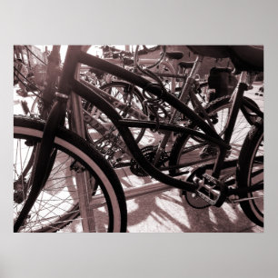 Cykelrack - varm tona B&W Poster