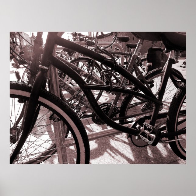 Cykelrack - varm tona B&W Poster (Framsidan)
