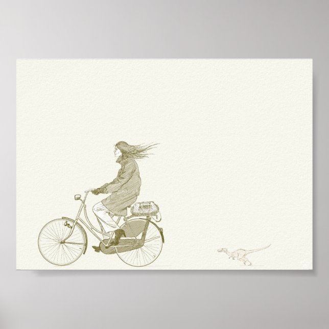 CykelRiding med dosinosaur 7 x 5 Poster (Framsidan)