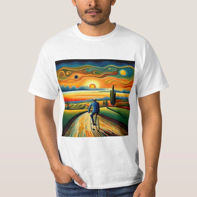 Cykelskjuts vid solnedgång 3 t shirt (Framsida)
