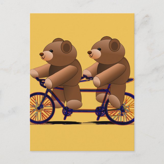 Cykeltandem, Nalle Skriv ut Vykort (Framsida)