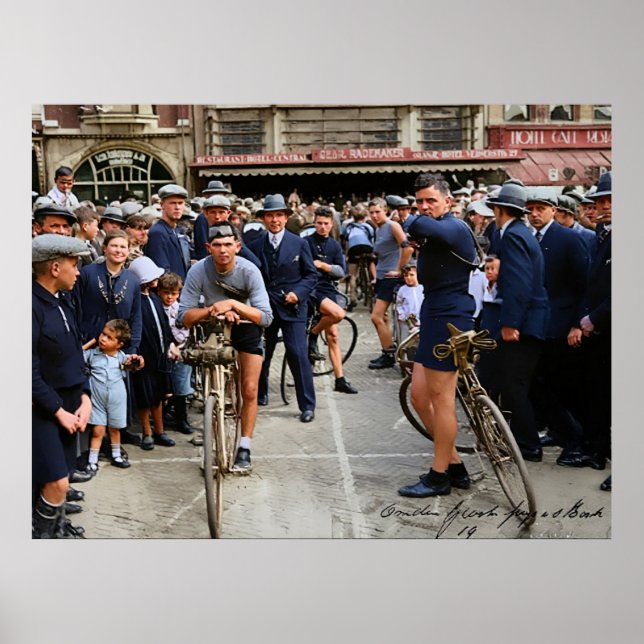 Cykeltävling Paris Roubaix 1900 Färg Redux Poster (Framsidan)