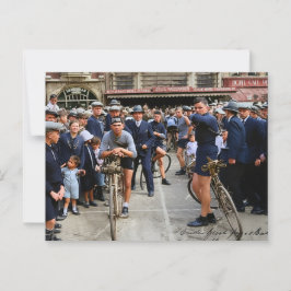 Cykeltävling Paris Roubaix 1900 Färg Redux Vykort