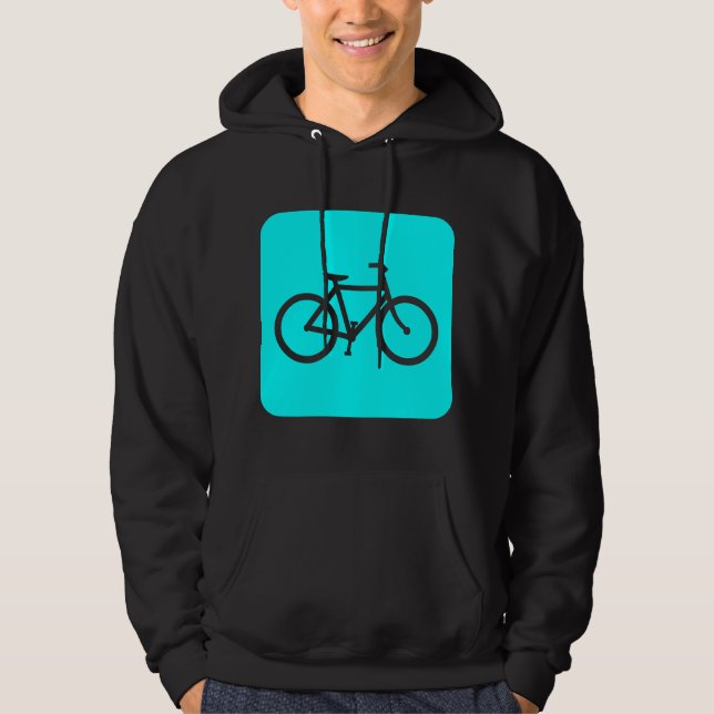 Cykeltecken - cyan hoodie (Framsida)