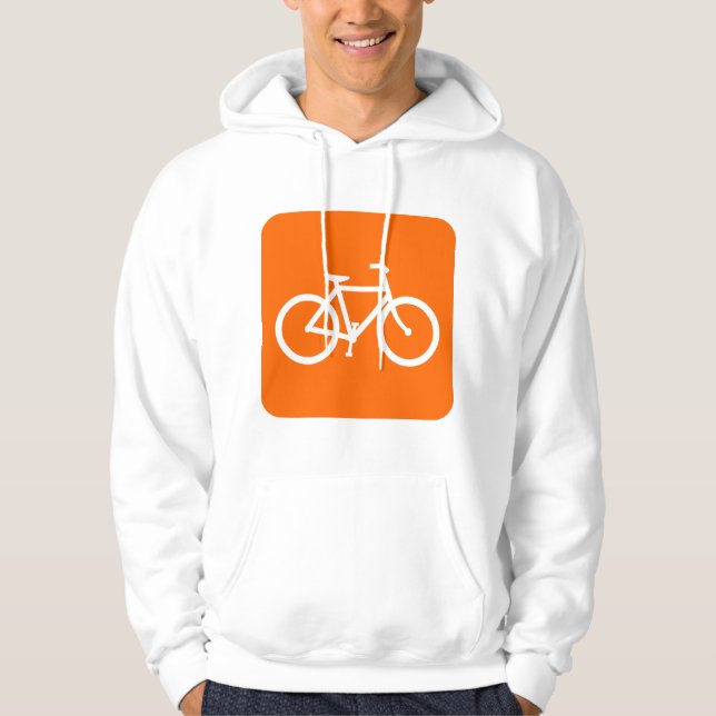 Cykeltecken - vitt sweatshirt med luva (Framsida)