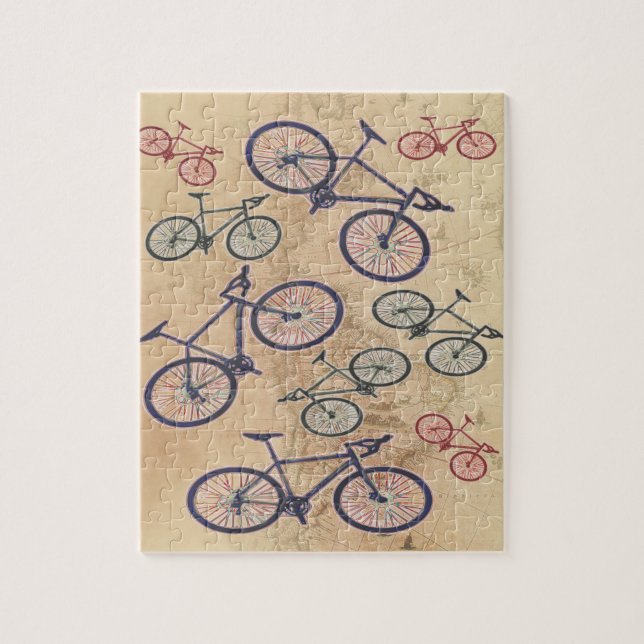 Cykeltryck på vintagekarta pussel (Vertikal)