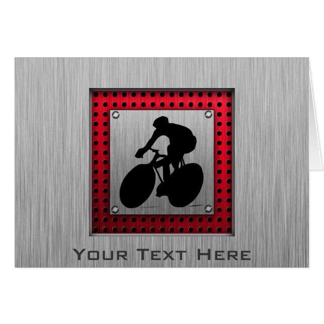 Cykla; Borstad metalllook Hälsningskort (Framsidan Horizontal)
