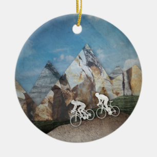 Cykla för berg julgransprydnad keramik