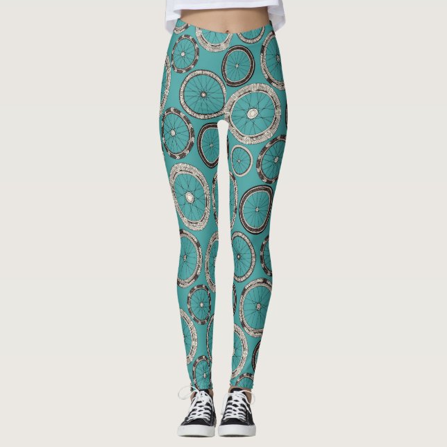 Cykla hjul turkos leggings (Framsida)