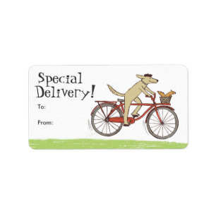 Cykla Hund med etiketter för ekorreFriend Gift Adressetikett