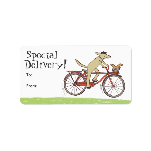 Cykla Hund med etiketter för ekorreFriend Gift Adressetikett (Framsidan)