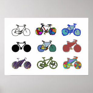 cykla :) illustrationer av grafikcyklar poster