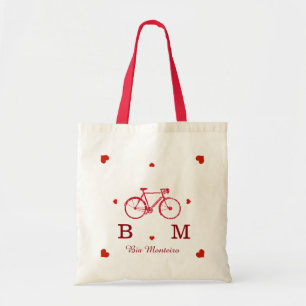 cykla med initialer och namn personlig tygkasse