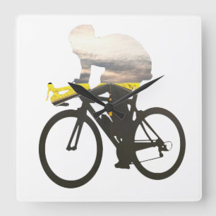 Cykla vägcyklister 01 fyrkantig klocka