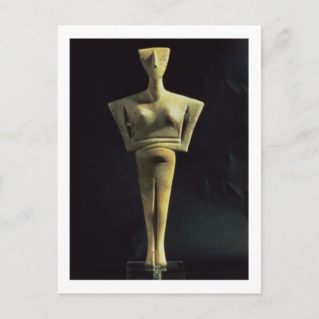 Cykladisk hona figur, från ön Amorgo. Vykort (Framsida)