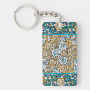 Cyklamenblå art nouveau-blomman tapet