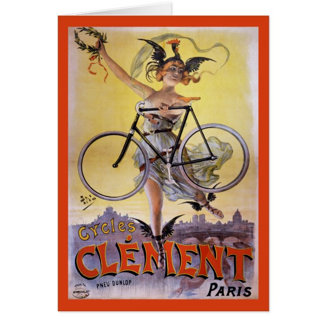Cyklar affischen 1898 för den Clément Hälsningskort (Framsidan)