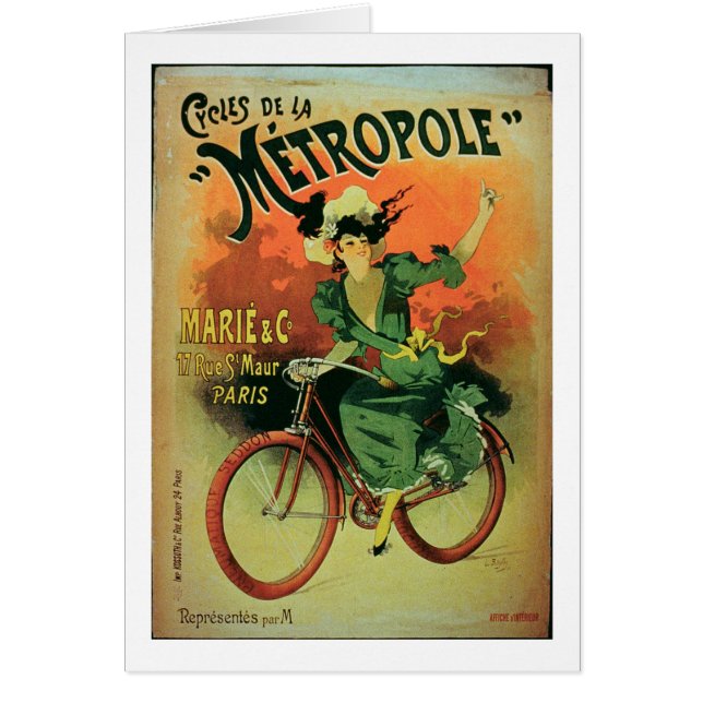 "Cyklar de La Metropole", Marie & Co. (färglith Hälsningskort (Framsidan)