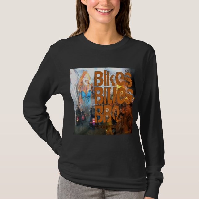 Cyklar, deppighet & BBQ-utslagsplatser T-shirt (Framsida)