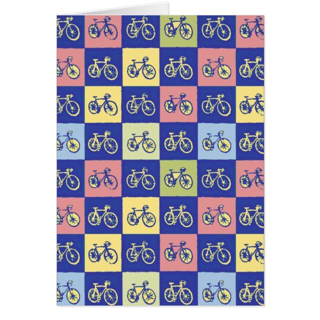 cyklar i kvadrat mönster hälsningskort (Framsidan)