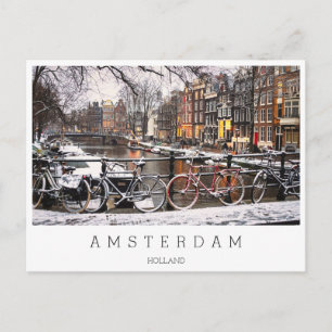 Cyklar i snön i Amsterdam Vykort