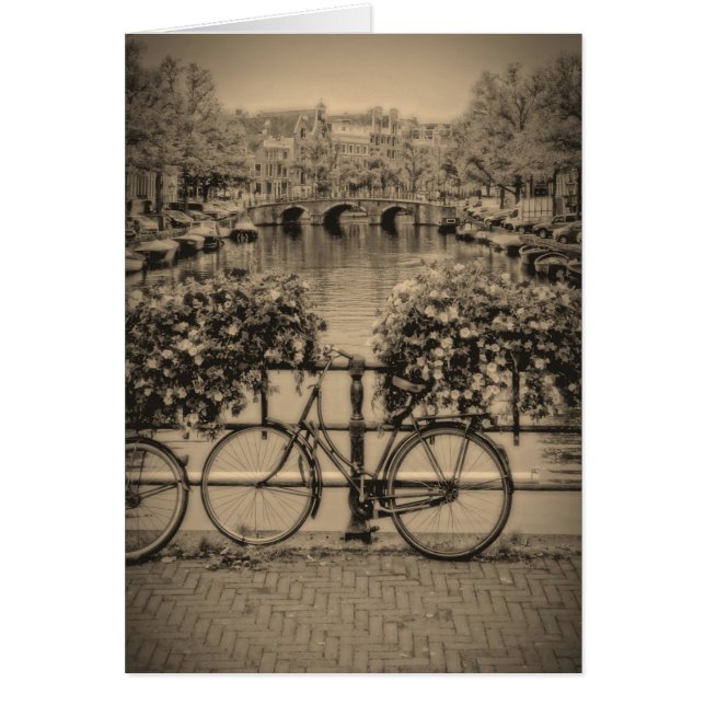Cyklar & kanaler - klassiker Amsterdam Hälsningskort (Framsidan)