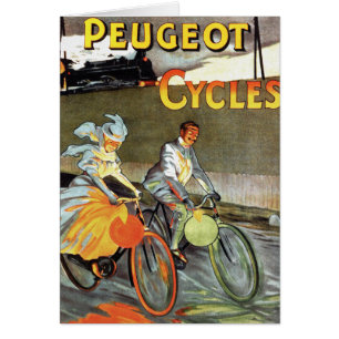 Cyklar konst för Peugeot vintagecykel Hälsningskort