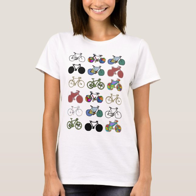 cyklar mönster frimärke tee shirt (Framsida)