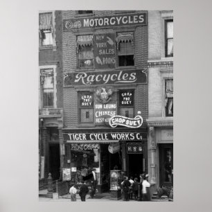 Cyklar, motorcyklar och chop suey, tidiga 1900s poster