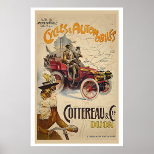Cyklar och bilar Cottereau et Cie, Dijon Poster