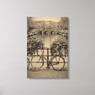 Cyklar och kanaler - klassiskt Amsterdam Canvastryck