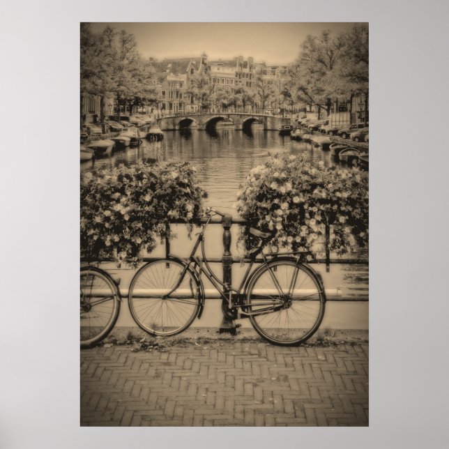Cyklar och kanaler - klassiskt Amsterdam - Poster (Framsidan)