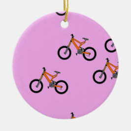 Cyklar på rosa julgransprydnad keramik