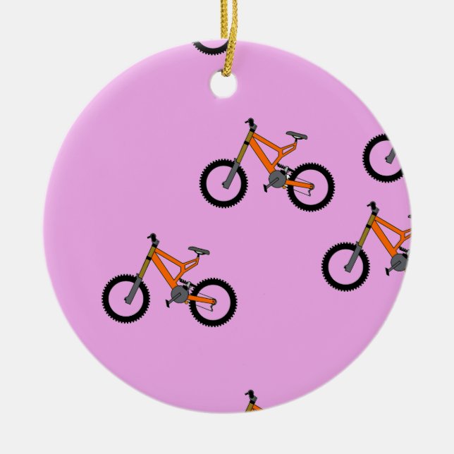 Cyklar på rosa julgransprydnad keramik (Framsidan)