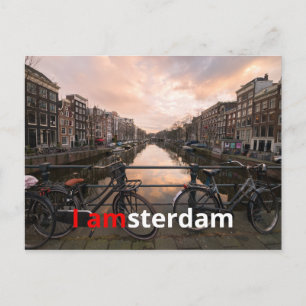 Cyklar på solnedgången i Amsterdam Vykort