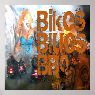 Cyklar slösar & BBQ-affischen Poster