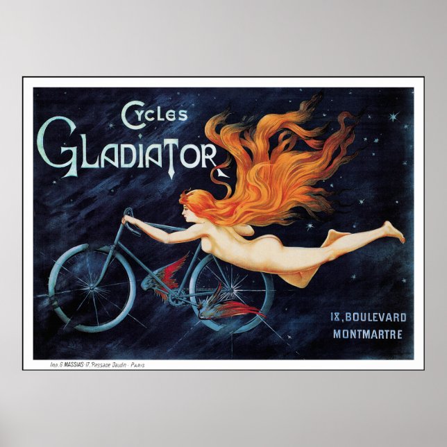 Cykler Gladiator - Vintage Cycle Poster Skriv ut (Framsidan)
