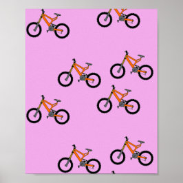 Cykler mönster på rosa poster