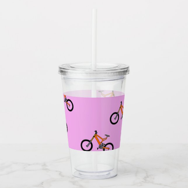 Cykler mönster på rosa take away mugg (Framsida)