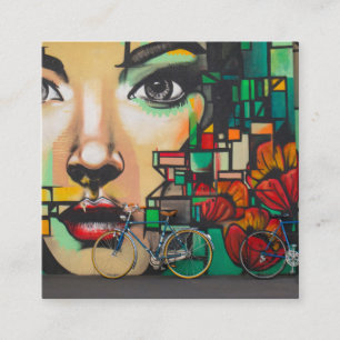 Cykler på Graffiti vägg Fyrkantigt Visitkort