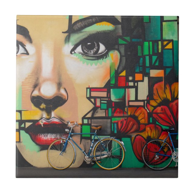 Cykler på Graffiti vägg Kakelplatta (Framsidan)