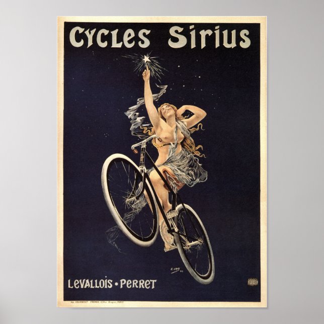 Cykler Sirius, Frankrike, Vintage Cycle Poster (Framsidan)